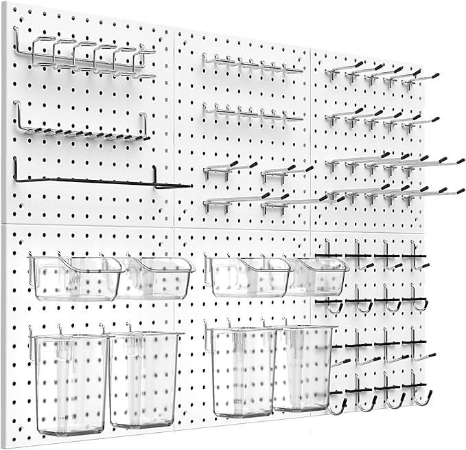 Peg Board Kit, Includes Pegboard and Accessories,with Hooks and Bins,Peg Board Wall Organizer for... | Amazon (US)