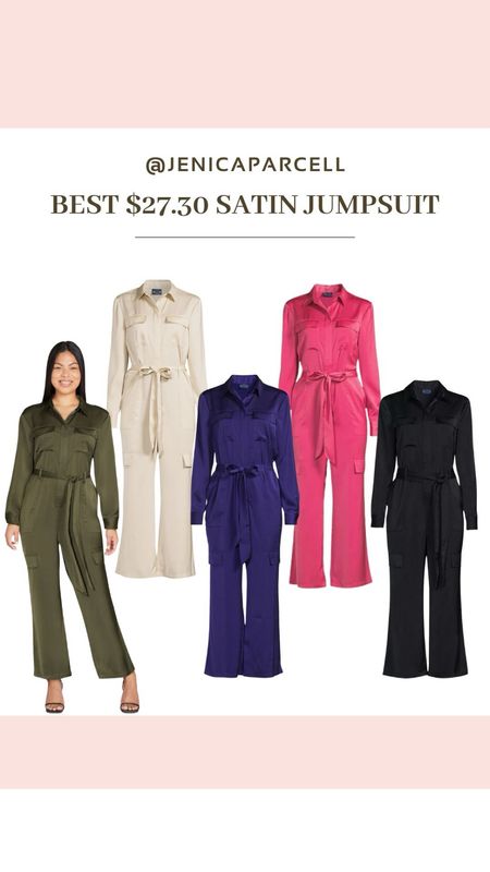 These satin jumpsuits are silky soft! They have a wide leg and come in 5 beautiful colors!

Walmart Fashion / Affordable / Budget / Women's Casual Outfit / Women’s Dressy Outfit / Classic Style / Elevated Style / Workwear / Spring

#LTKsalealert #LTKfindsunder50 #LTKworkwear