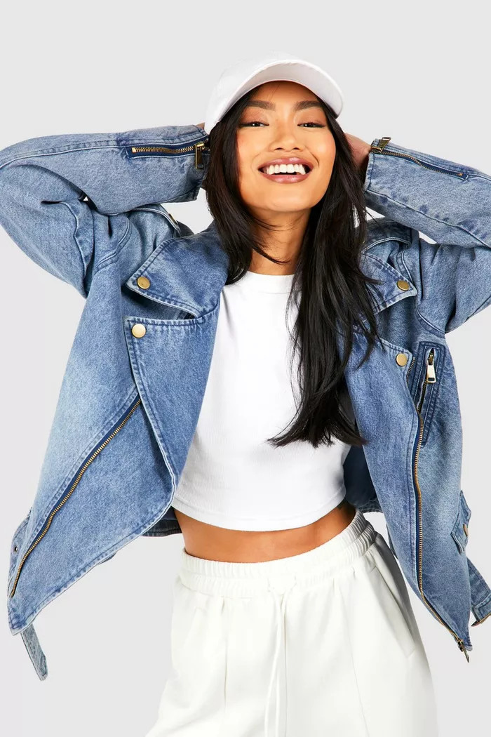 Denim Moto Jacket | boohoo (US & Canada)