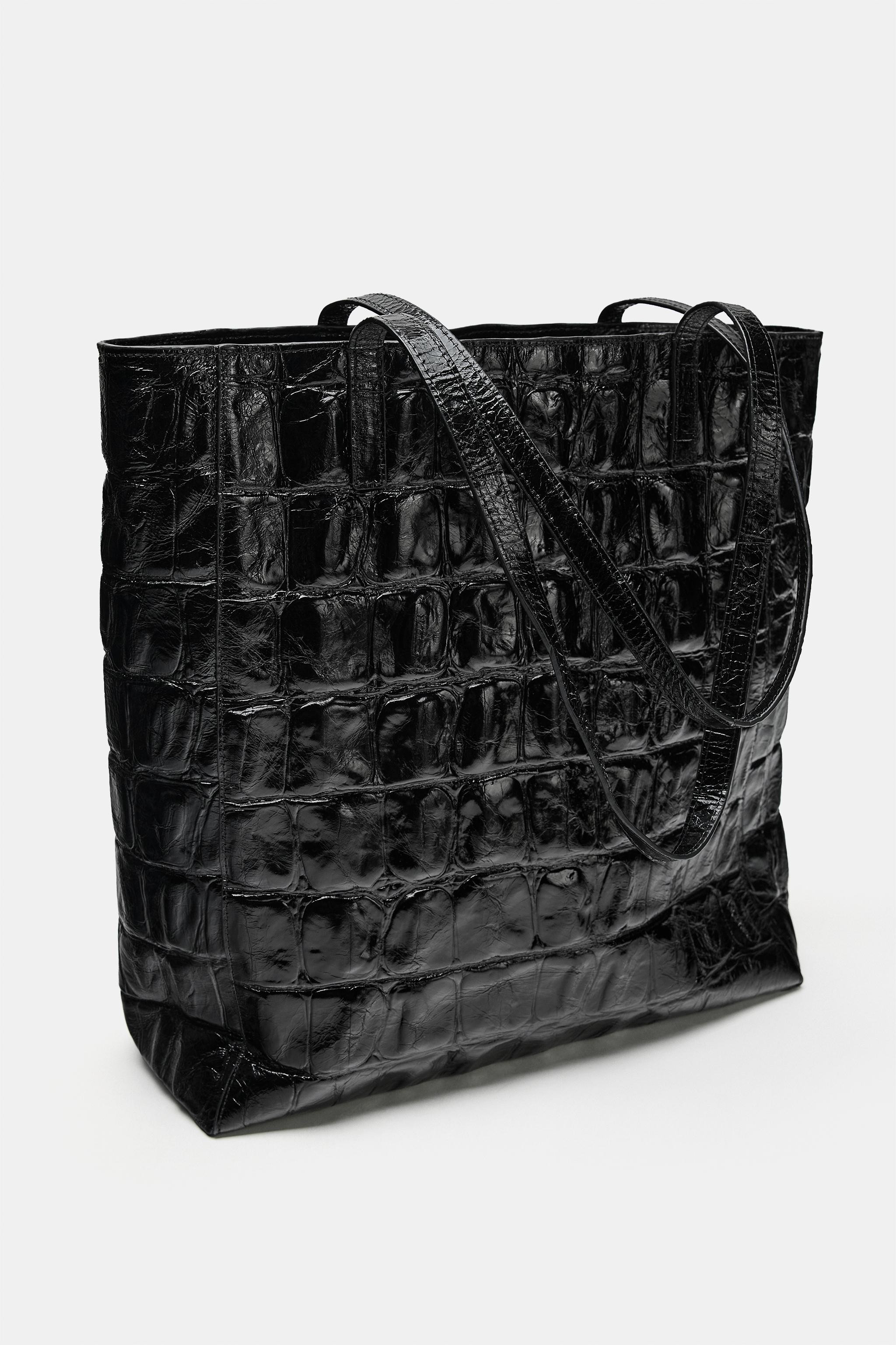 LEATHER PRINT SHOPPER BAG | Zara UK