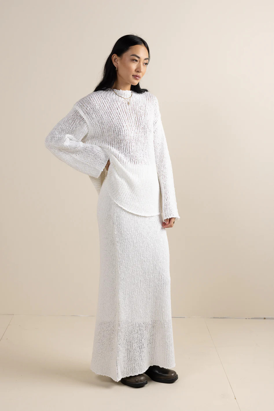 Charlotte Knit Skirt in White | Böhme US