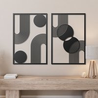 Boho Style Wall Decor, Black & White Mid Century Modern Metal Art, Geometric Artwork, Hanging For Gallery | Etsy (US)