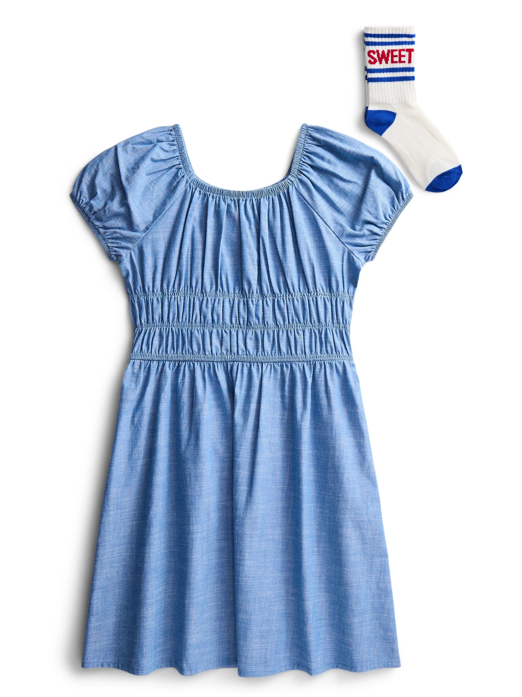 Parker Rose Girls Cotton Smocked Waist Dress and Socks, Sizes 4-18 - Walmart.com | Walmart (US)