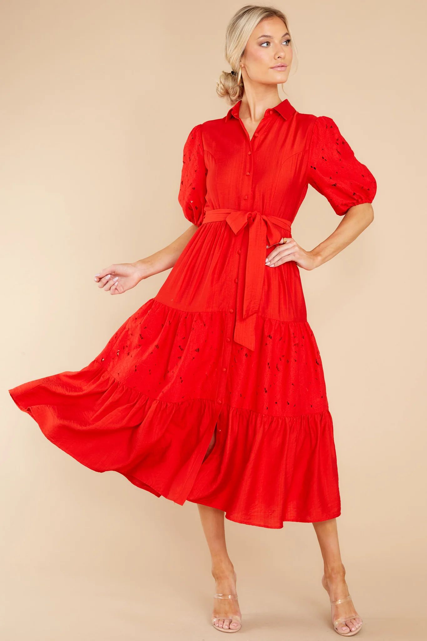 Win Their Hearts Red Midi Dress | Red Dress 