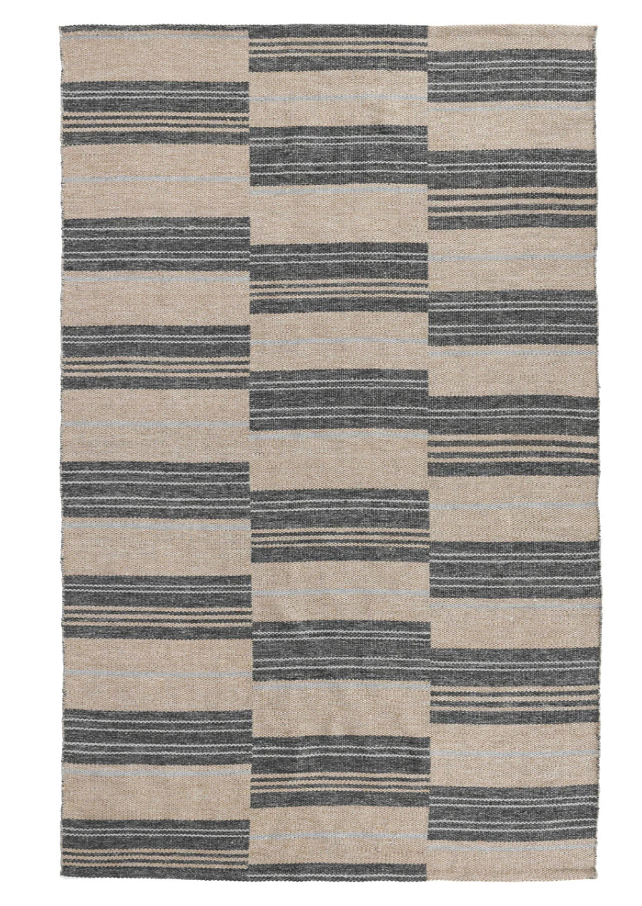 Outdoor Handwoven Charcoal Stripe Rug | Mintly Home