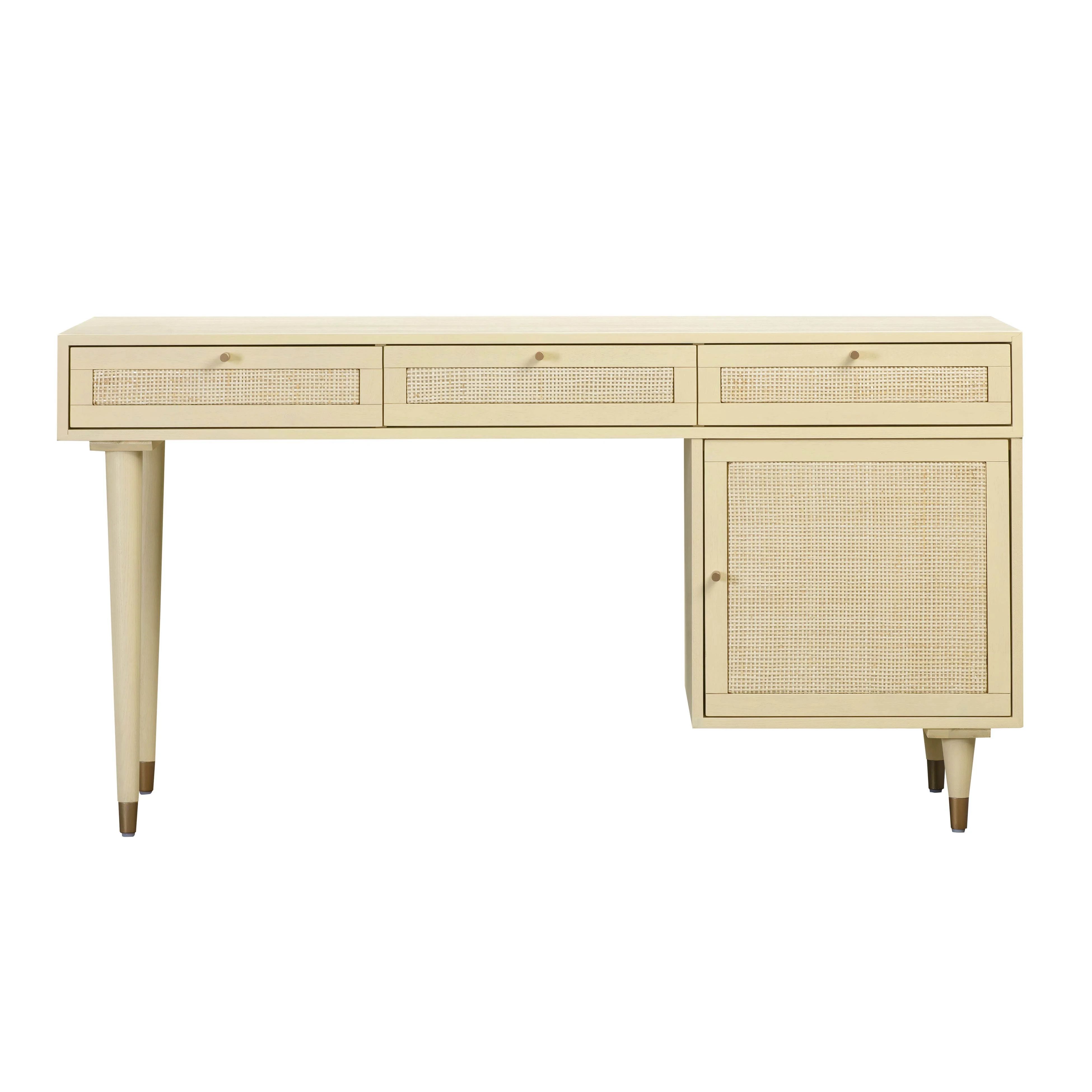 TOV Furniture Sierra Buttermilk 3-Drawer with Cabinet Wooden Desk | Walmart (US)