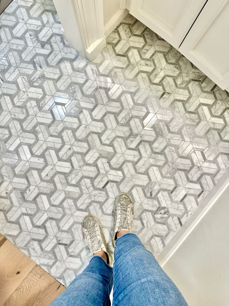 It’s giving @goyard.  Anyone else see it? 🤍 #geometrictiles #bathroomtile #bathroomdesign #vbradleyinteriors

#LTKshoecrush #LTKhome
