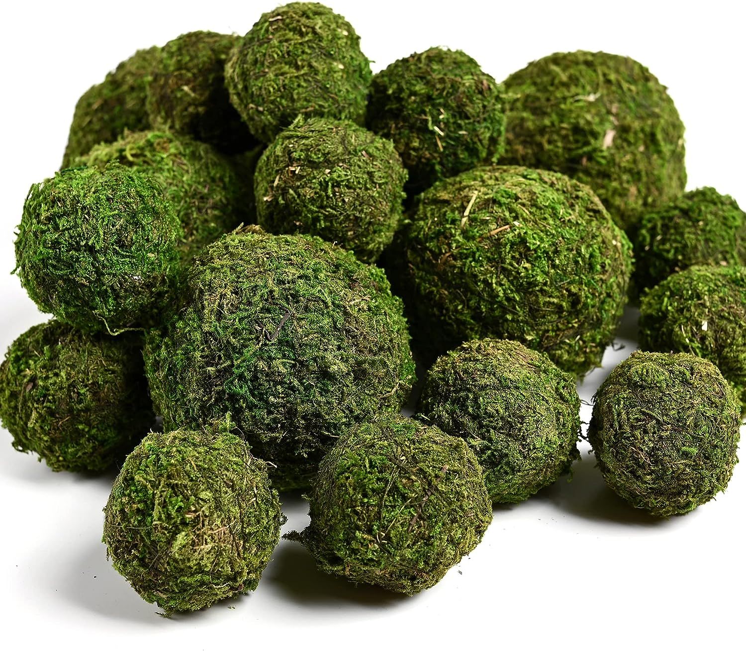 Usmola 18pcs Fake Moss Balls, 6pcs 3.2" Faux Green Balls + 12pcs 2" Artificial Moss Decorative Ba... | Amazon (US)