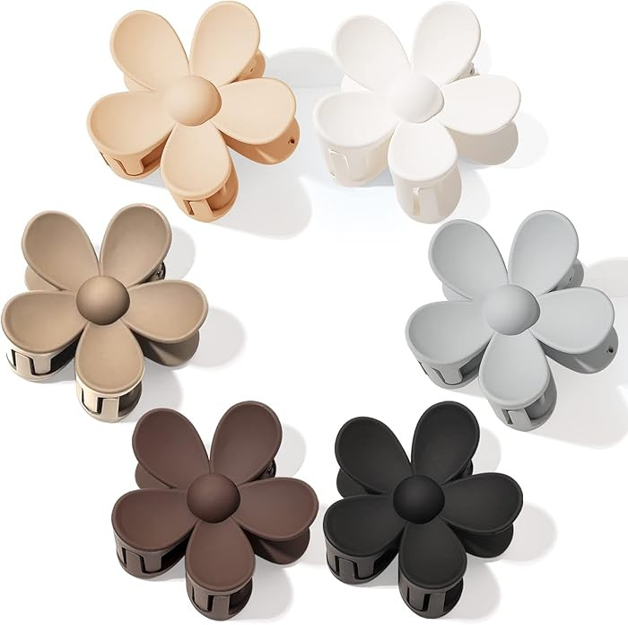 Flower Hair Clips Flower Claw Clips Hair Claw Clip Daisy Clips Matte Large Claw Clips Thick Hair ... | Amazon (US)