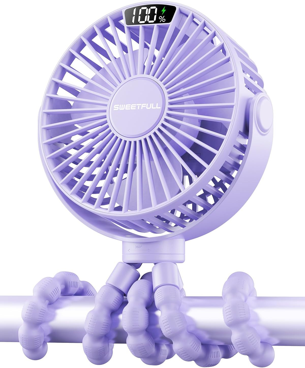 SWEETFULL Portable Stroller Fan with LED Display, 4 Speed Rechargeable Mini Clip On Fan, Built-in Non-Removable Rechargeable Battery,Sealed housing | Amazon (US)