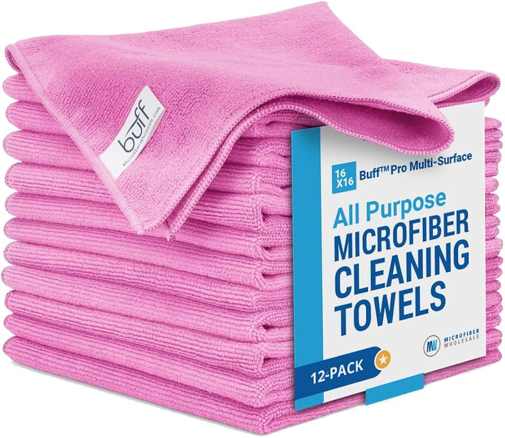 MW Pro Microfiber Cleaning Cloth | Pink (12 Pack) | Size 16" x 16" | All Purpose Microfiber Towel... | Amazon (US)