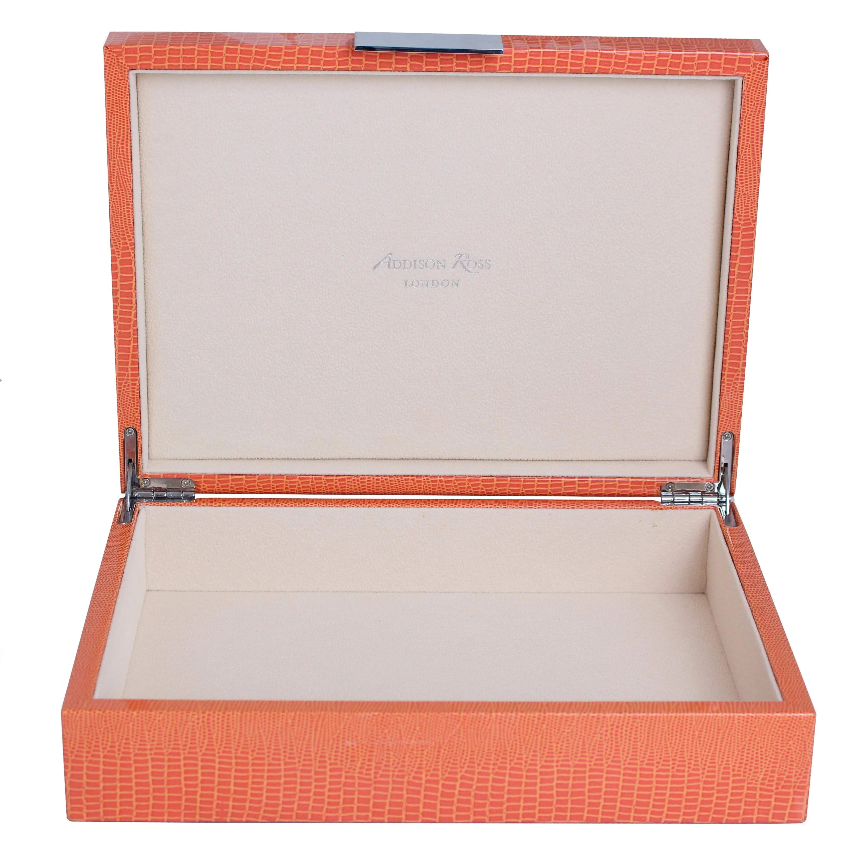 Large Orange Storage Box - Croc & Silver Trim | Addison Ross | Addison Ross US