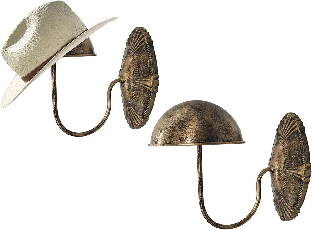 Owlgift Decorative Bronze Metal Vintage Style Wall Mounted Entryway Hat/Cap/Wig Hanger Display Ra... | Amazon (US)