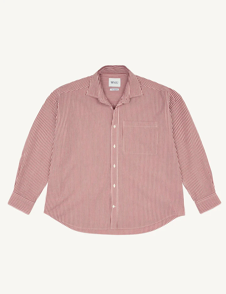 The Set: Seersucker Pink and Berry Stripe Shirt & Boxer Shorts | With Nothing Underneath