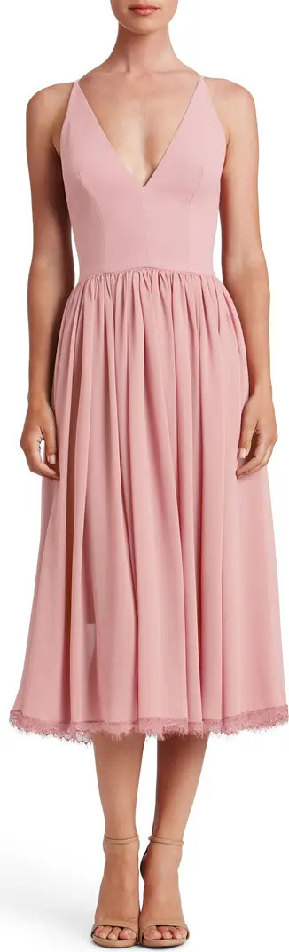 Dress the Population Alicia Mixed Media Midi Dress | Nordstrom | Nordstrom