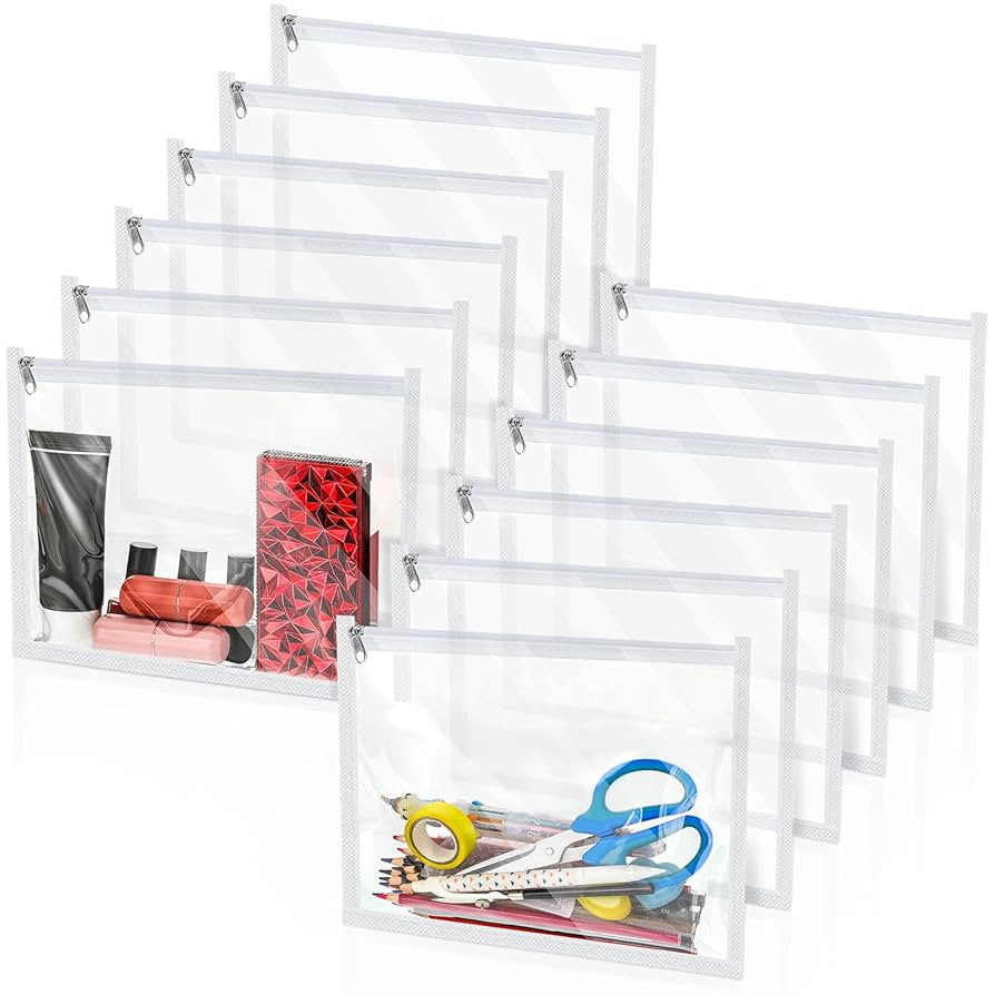 Chengu 12 Pcs Clear Zipper Pouches PVC Makeup Pouch Envelopes Folder Storage Multi-purpose Pencil... | Amazon (US)
