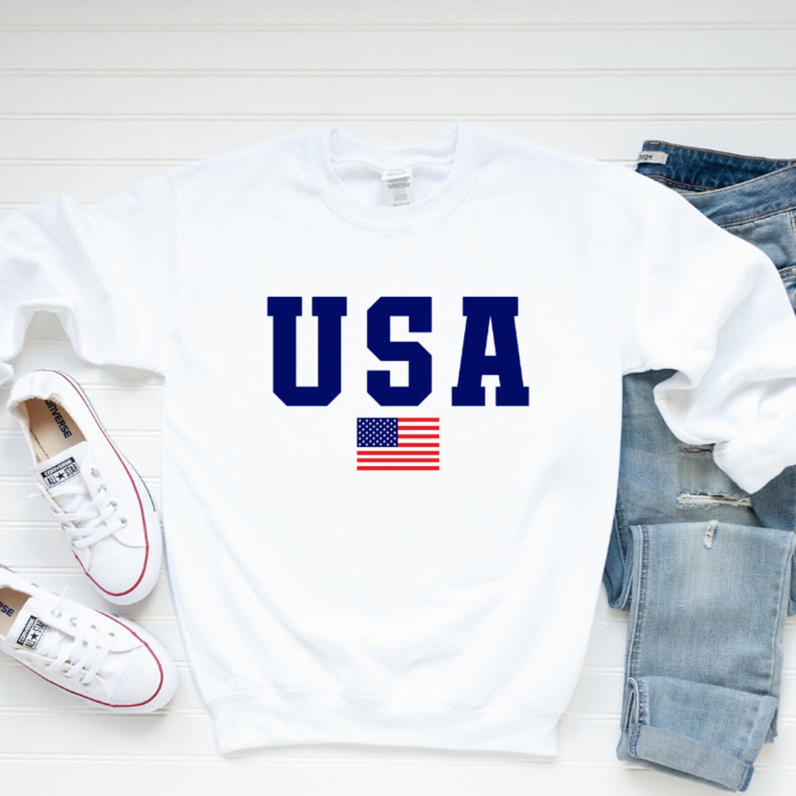 USA Sweatshirt Womens Sweatshirt America Sweatshirt White | Etsy | Etsy (US)