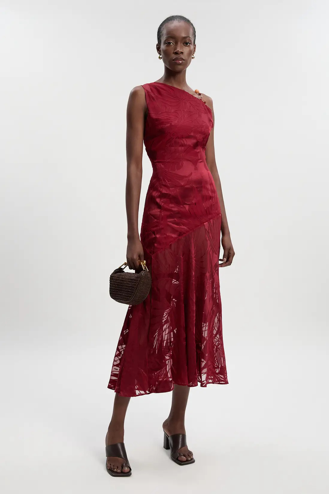 Dresses | Petite Devoure One Shoulder Woven Maxi Dress With Trim Detail | KarenMillen | Debenhams UK