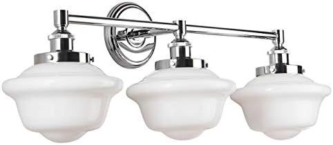 Lavagna 3 Light Bathroom Vanity Chrome with Milk Glass Linea di Liara LL-WL273-MILK-PC | Amazon (US)