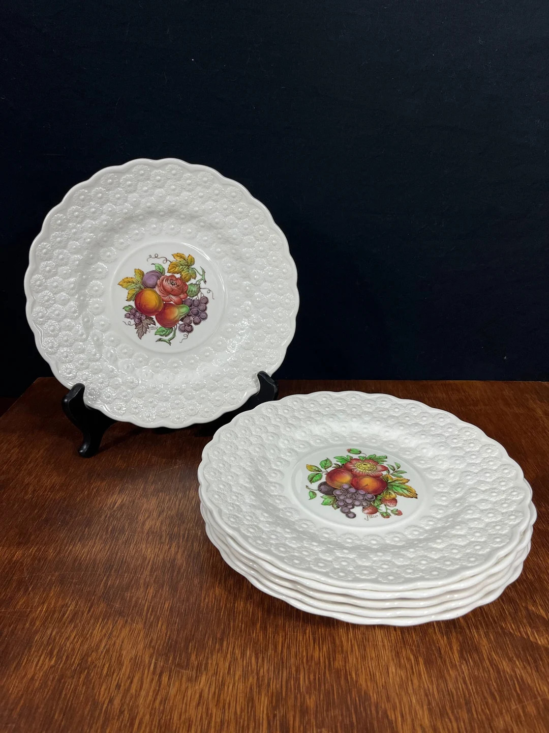 Set of 6 "alden" Copeland Spode 9" Luncheon Plates - Raised Daisy Rim With Fruit Center - Backsta... | Etsy (US)