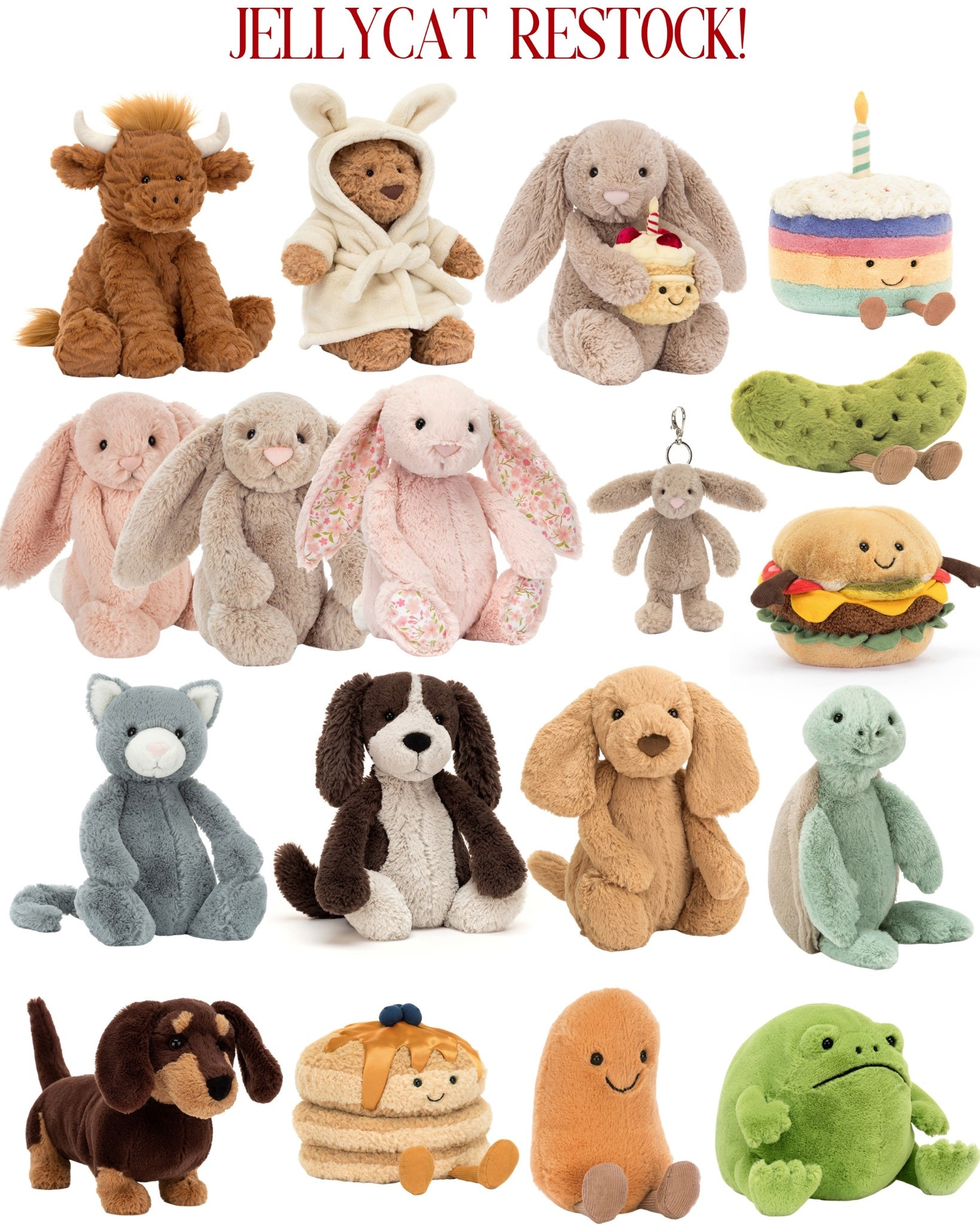 Jellycat restock!!! Lots of popular ones + currently lots of bunnies available! 