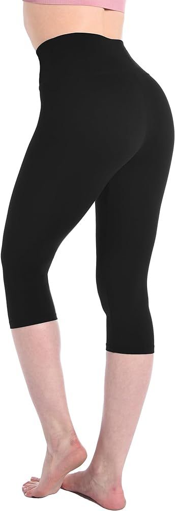 Leafigure Capri Leggings for Women, High Waisted Yoga Pants for Workout Running | Amazon (US)