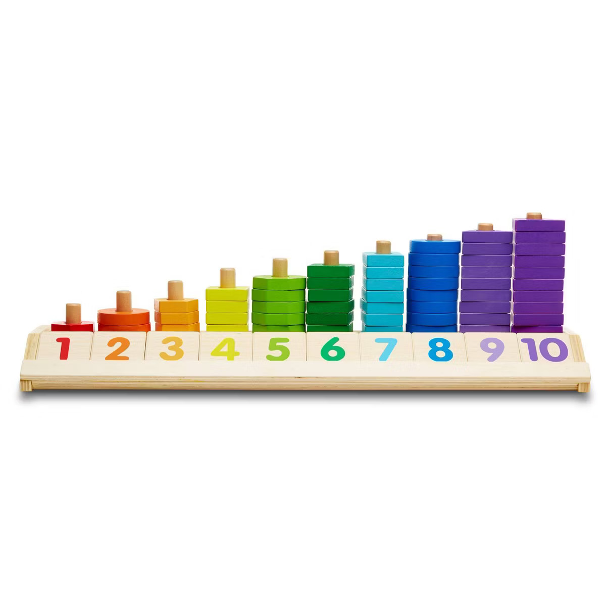 Melissa & Doug Counting Shape Stacker - Wooden Educational Toy With 55 Shapes and 10 Number Tiles | Target