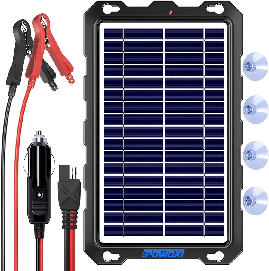 POWOXI Upgraded 7.5W-Solar-Battery-Trickle-Charger-Maintainer-12V Portable Waterproof Solar Panel... | Amazon (US)