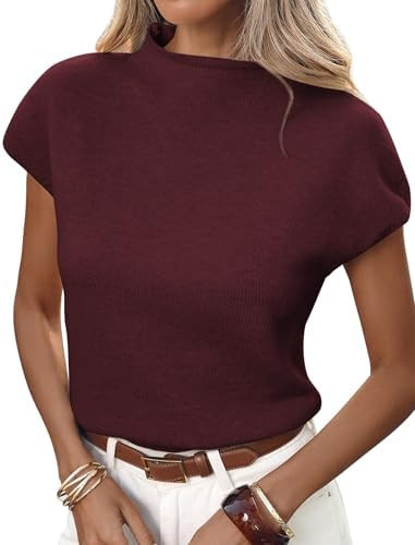 ZAFUL Women's Mock Neck Sweater Vest Cap Sleeve Casual Knit Pullover Tank | Amazon (US)