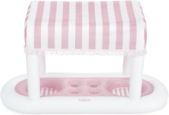 FUNBOY Giant Floating Pink Cabana Stripe Drink Station, Removable Fabric Shade with Fringe, Perfe... | Amazon (US)