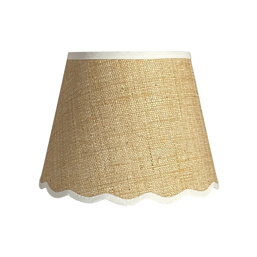 Medium Grasscloth Scalloped Lamp Shade  Multiple Trim Colors - Etsy | Etsy (US)