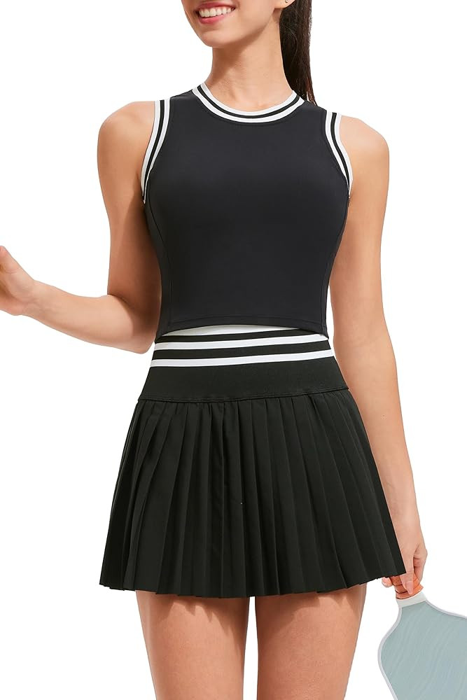Two Piece Tennis Skirt Set for Women High Waisted Pleated Athletic Golf Skirt Sets Women 2 Piece ... | Amazon (US)