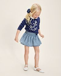 Girls Smocked Clip Dot Tiered Skort - Driftwood Bay - DENIM | Gymboree | Gymboree