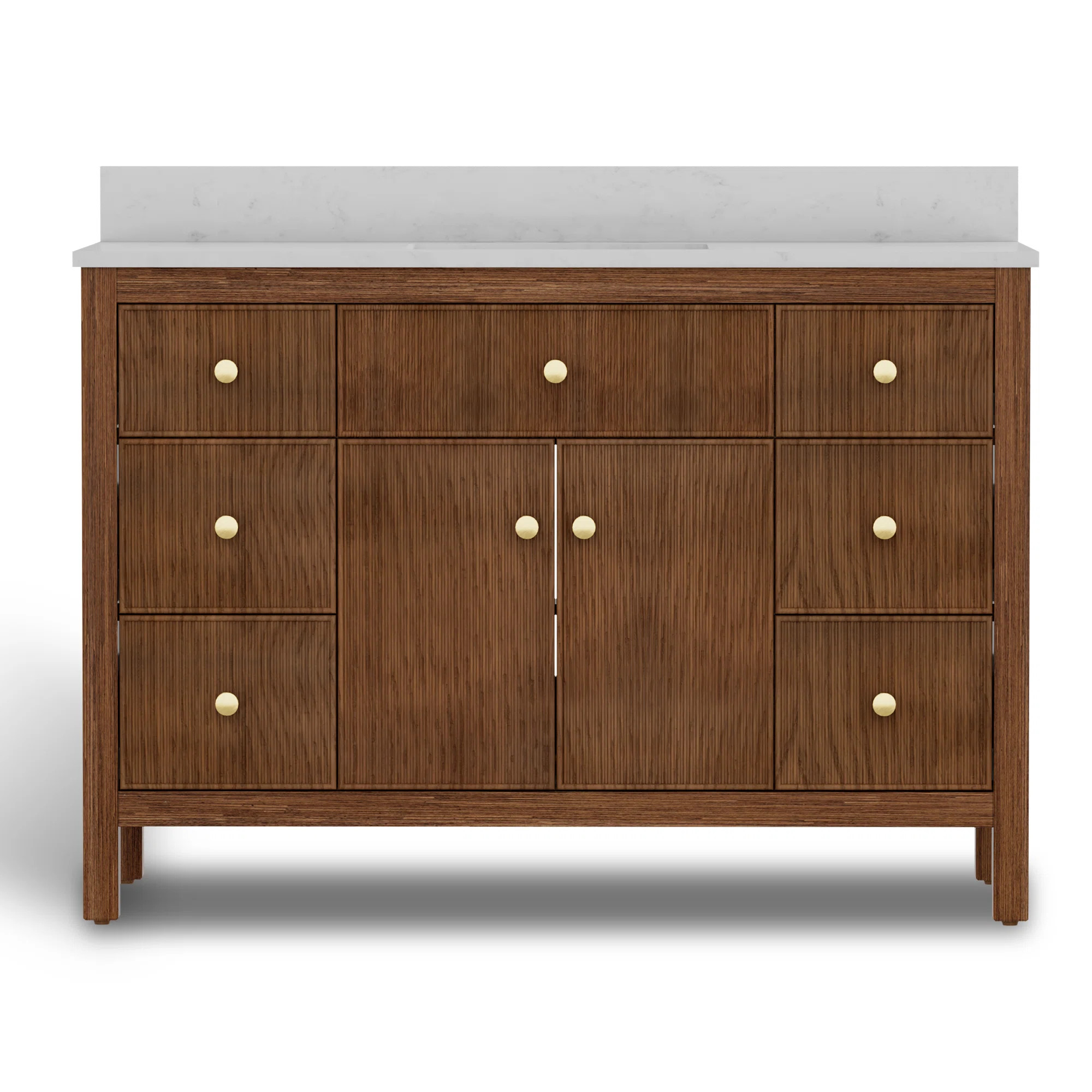 48" Fully Assembled Single Bathroom Vanity with Engineered Stone Top, Ceramic Sink, Hand Paint | Joss & Main