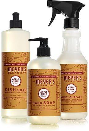 Mrs. Meyers Clean Day Apple Cider Kitchen Basics Hand Soap, Dish Soap, and Multi-Surface cleaner ... | Amazon (US)