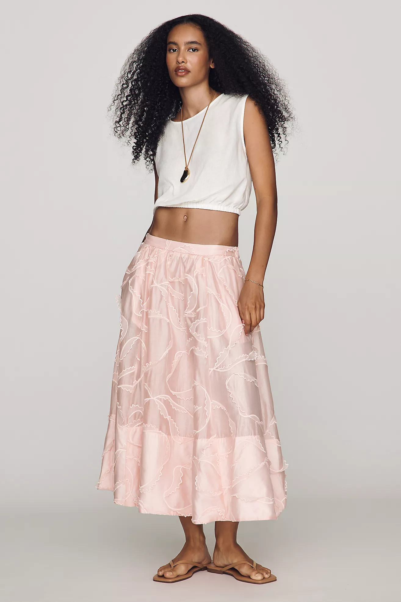 Maeve Jacie Textured Midi Skirt | Anthropologie (US)