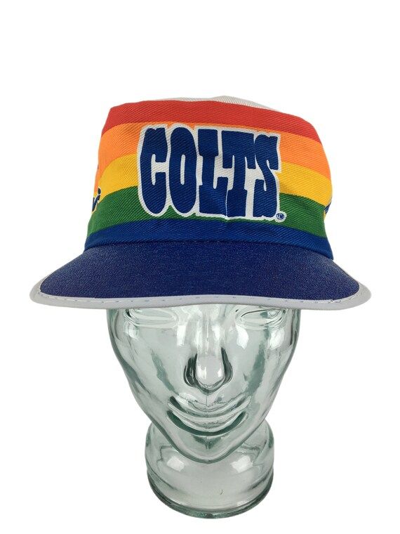 Vintage 80s 90s INDIANAPOLIS COLTS Painter's Cap | promo hat NFL football rainbow stripe 1980s at... | Etsy (US)