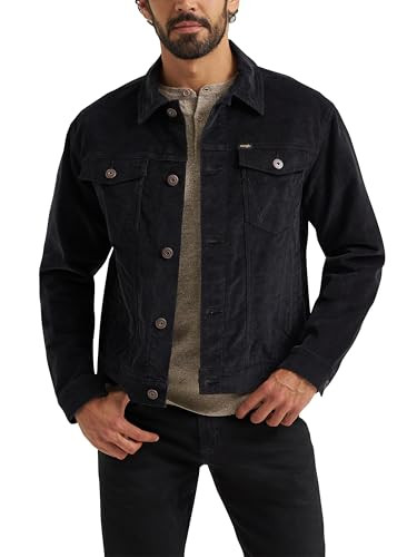 Wrangler Men's Corduroy Trucker Jacket, Jet Black, Large | Amazon (US)