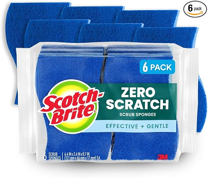 Scotch-Brite Zero Scratch Scrub Sponge, 6 Kitchen Sponges for Cleaning Around the Home, Bathroom ... | Amazon (US)