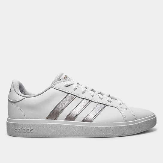 Tênis Adidas Grand Court Base Feminino - Branco+prata | Netshoes (BR)