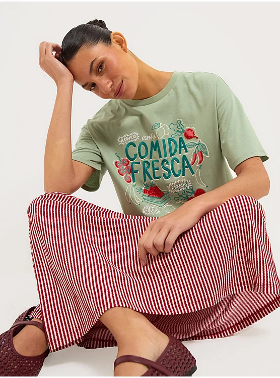 Green Beaded Radish Short Sleeve T-shirt | George