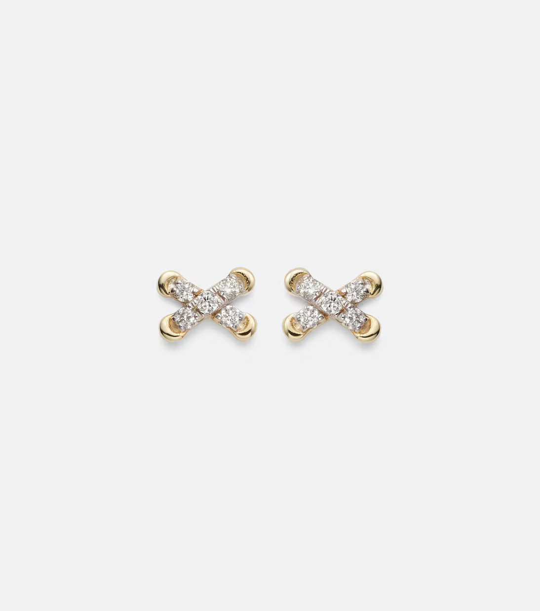 Diamond Cross Stitch 14kt gold stud earrings with white diamonds | Mytheresa (INTL)