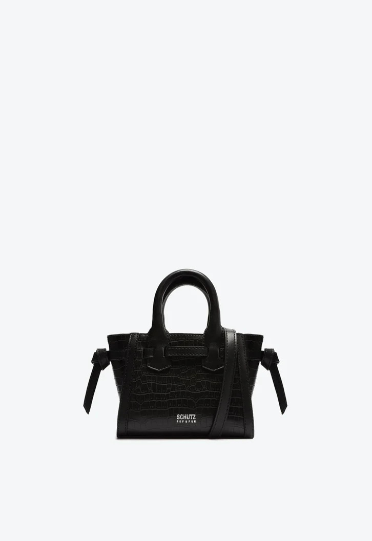 Bolsa Tote Tiracolo Pequena Alissa Croco Preta | ZZ Mall (BR)