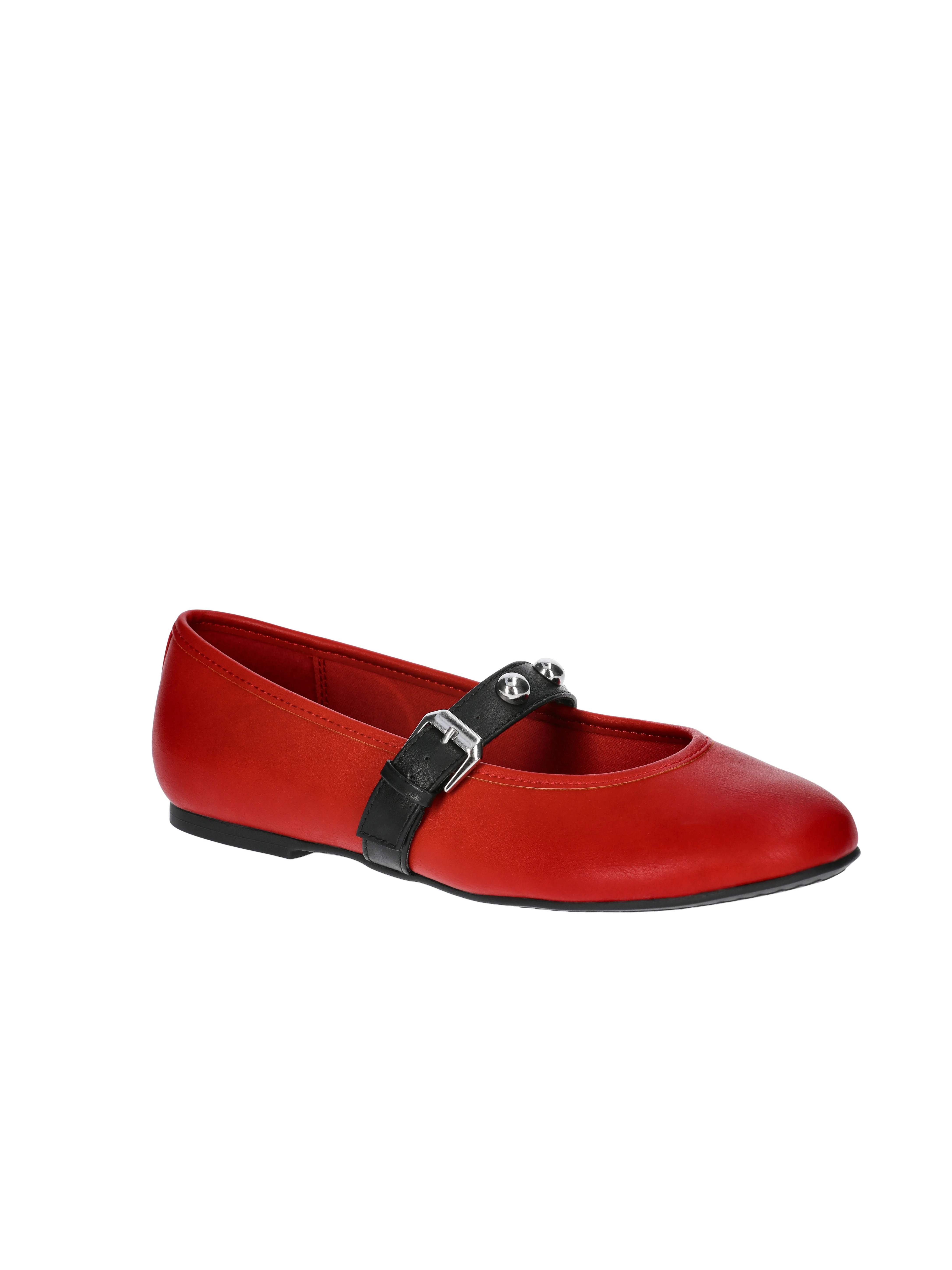 No Boundaries Faux Leather Mary Jane Flats with Studs, Women's | Walmart (US)