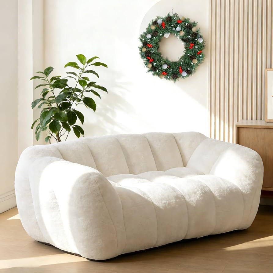 Fluffy Bean Bag Couch for Adults,Small Loveseat Couches,Mini Couch for Bedroom,Cozy Cloud Lovesea... | Amazon (US)