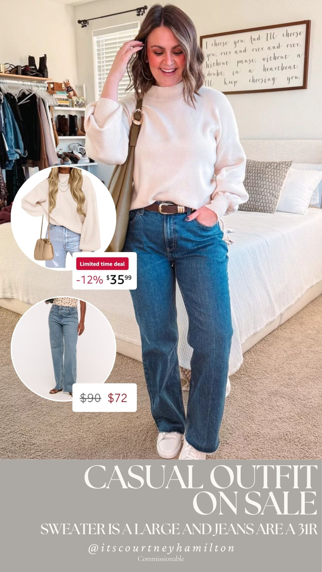 Casual outfit on Sale!! Wearing a large in the sweater and a 31R in the jeans!

sale alert, amazon fashion, abercrombie, watchnow, midsize fashion, denim, curve love, winter fashion, courtney hamilton 

 #LTKSeasonal #LTKSaleAlert #LTKFindsUnder100