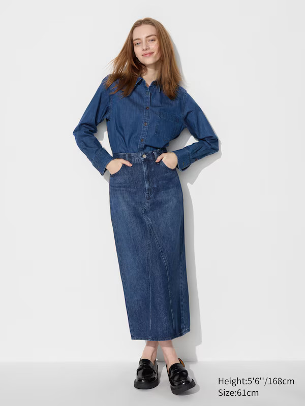 Denim Panel Long Skirt | UNIQLO (UK)