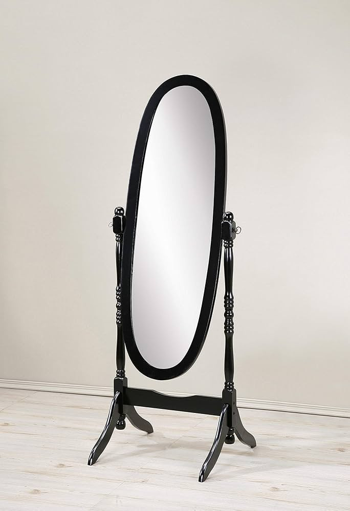 Roundhill Furniture Queen Anna Style Floor Cheval Mirror, Midnight-Black (3488KK) | Amazon (US)