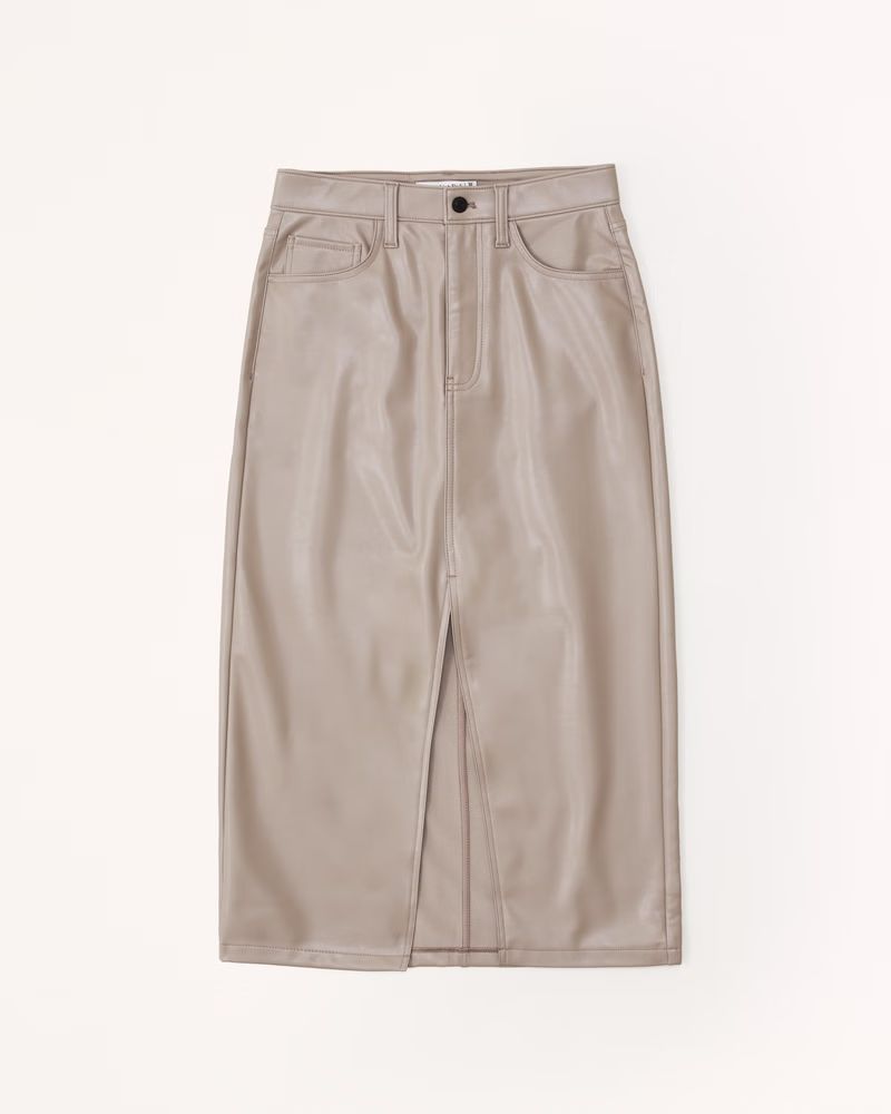 Women's Vegan Leather Midi Skirt | Women's Bottoms | Abercrombie.com | Abercrombie & Fitch (US)