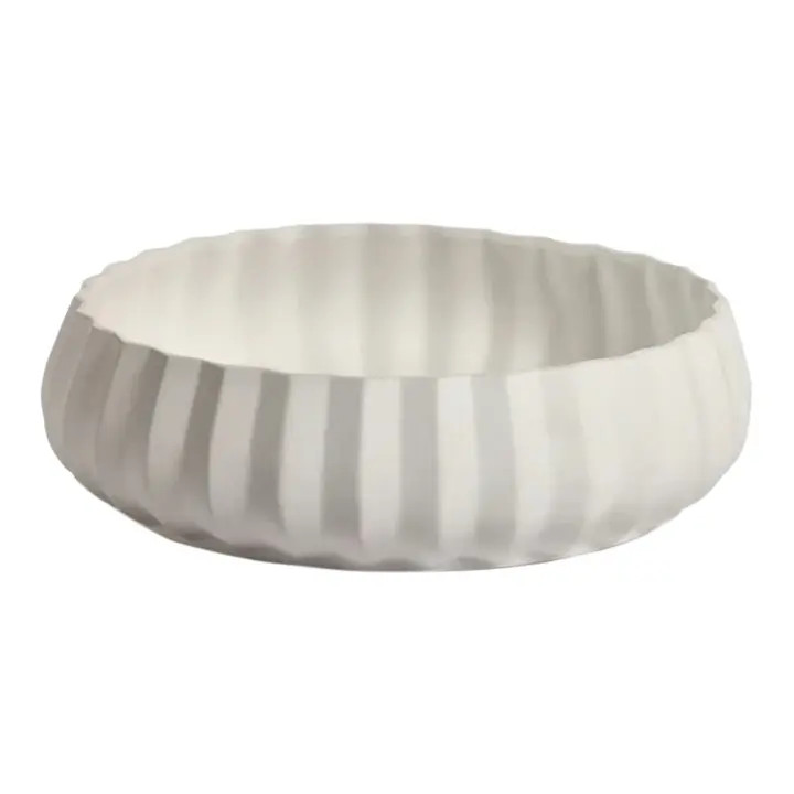 Small Wazy White Ceramic Bowl | Chairish